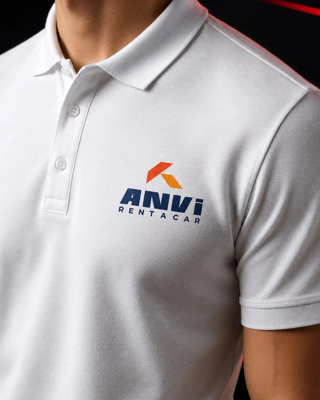 ANVi Rent a Car logo on branded apparel