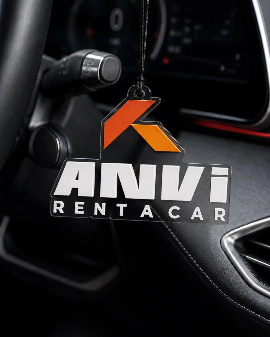 ANVi Rent a Car hanging brand tag