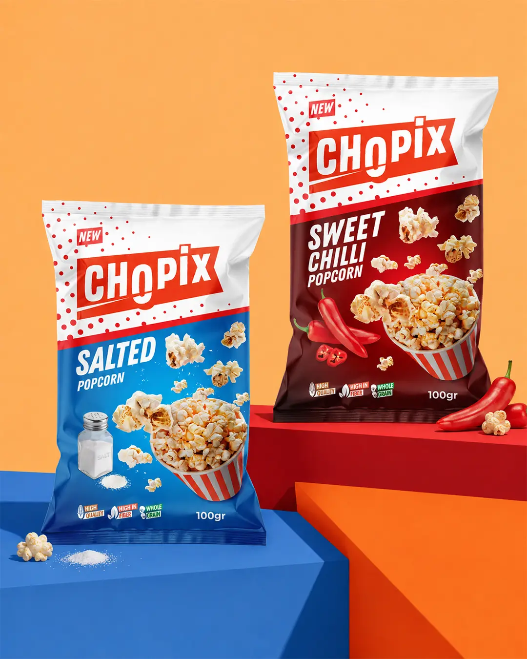 Chopix popcorn packaging range