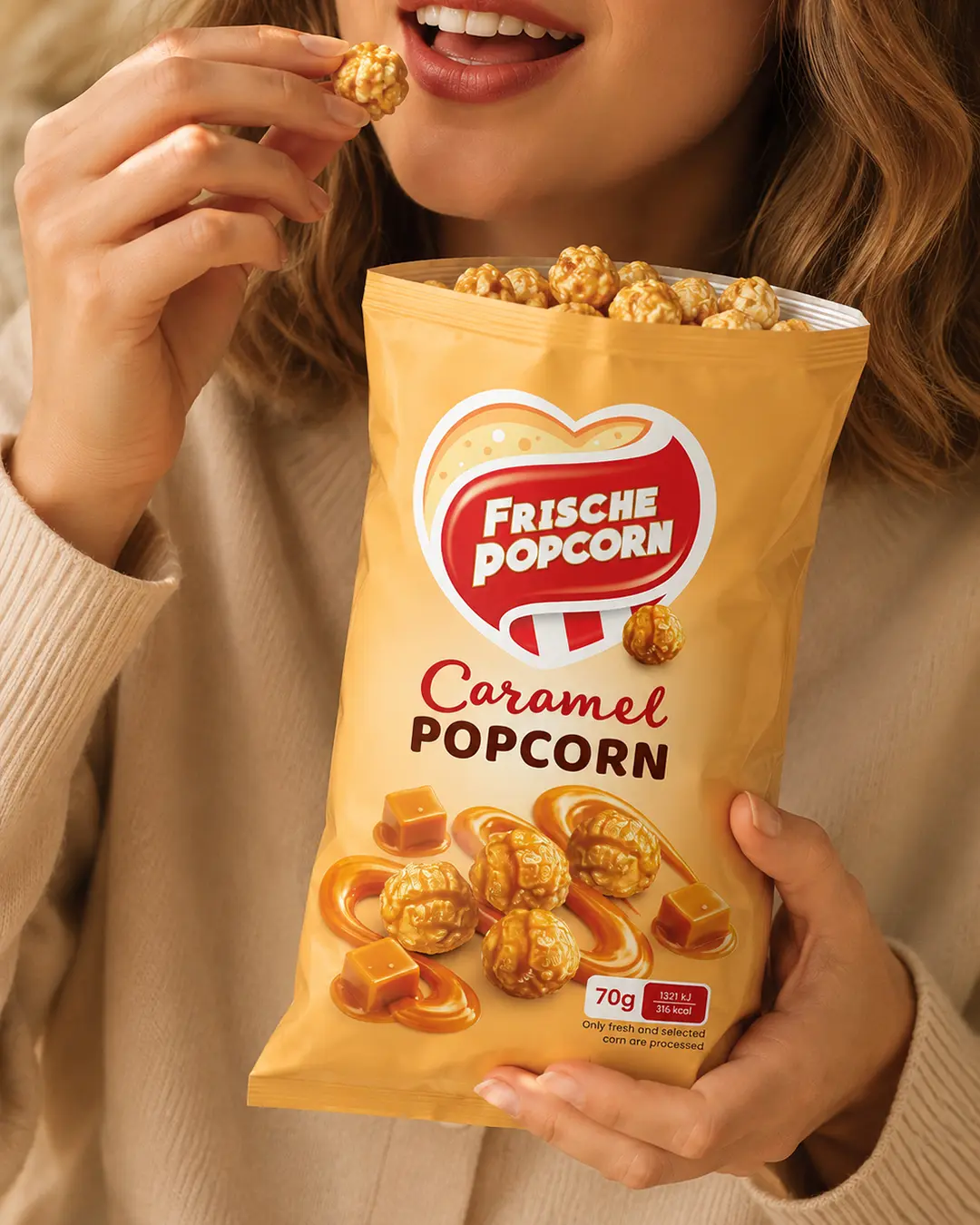 Frische Caramel Popcorn lifestyle presentation